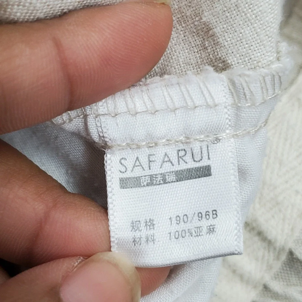 SAFARUI Men Pants Large 190/96B Beige Linen Casual Coastal Beach